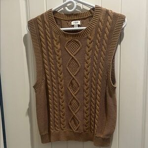 J. Crew Woman’s 100% cotton Tan Cable Knit Sweater Vest